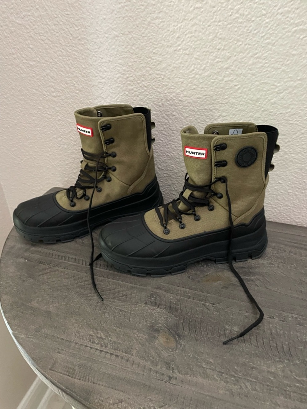 Hunter Womens Explorer Desert Boot Utility Green Black Lace Up Boots
